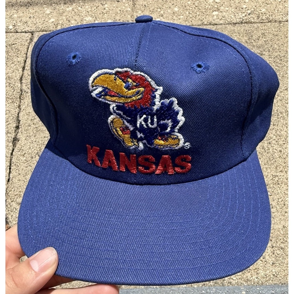 Vintage Kansas Jayhawks Snapback Hat Twins‎ Enterprise Blue Cap
